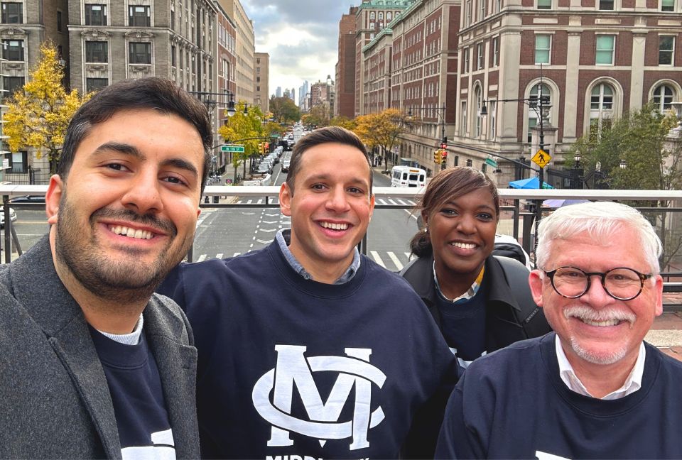 Alumni along with Middlesex College President Mark McCormick in NYC
